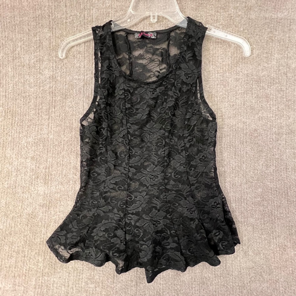 Body Central Black Lace Peplum Tank Top Sleeveless Lined Party Goth Emo